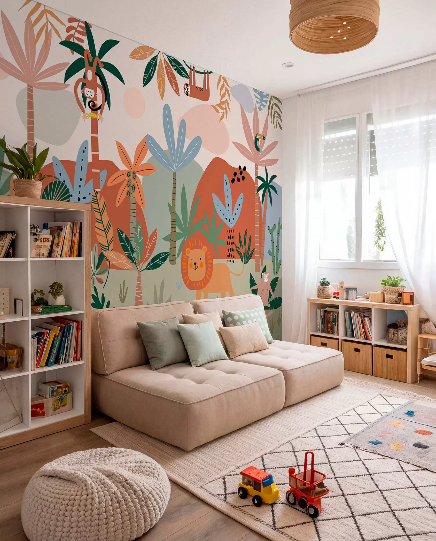 Carta da parati per Bambini Giungla patchwork 