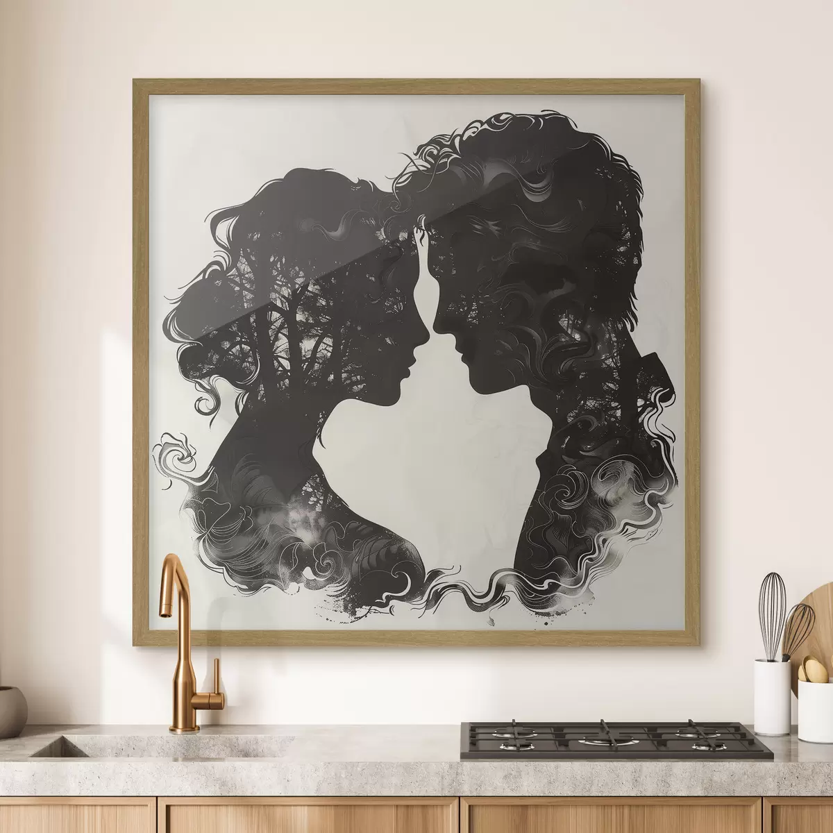 Poster Silhouette di una coppia di innamorati f40939