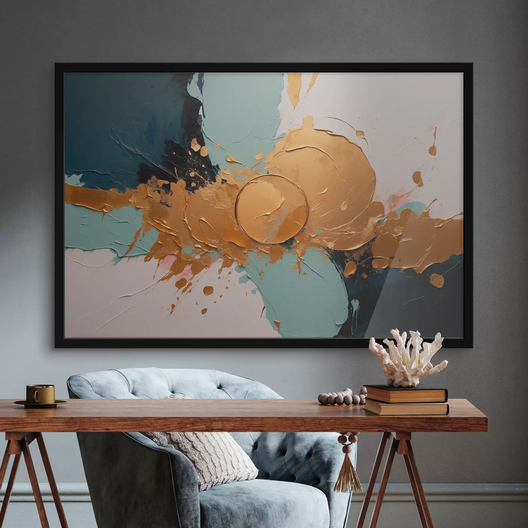 carta da parati Pittura ad olio astratta con colori bianco, nero nr. f40855