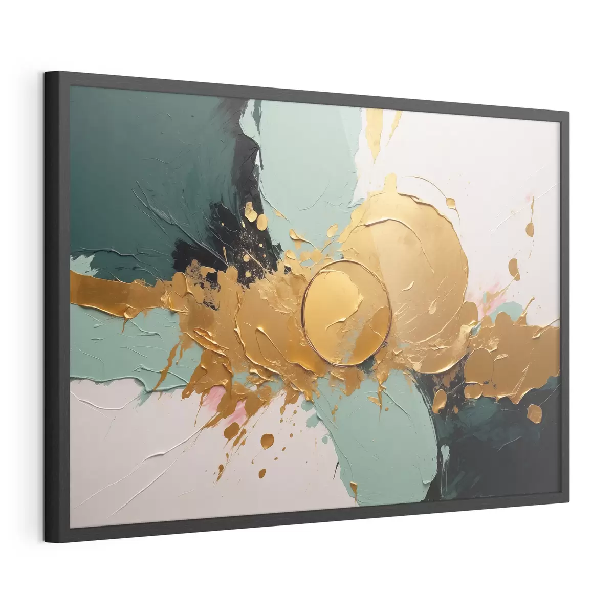 Poster Pittura ad olio astratta con colori bianco, nero f40855