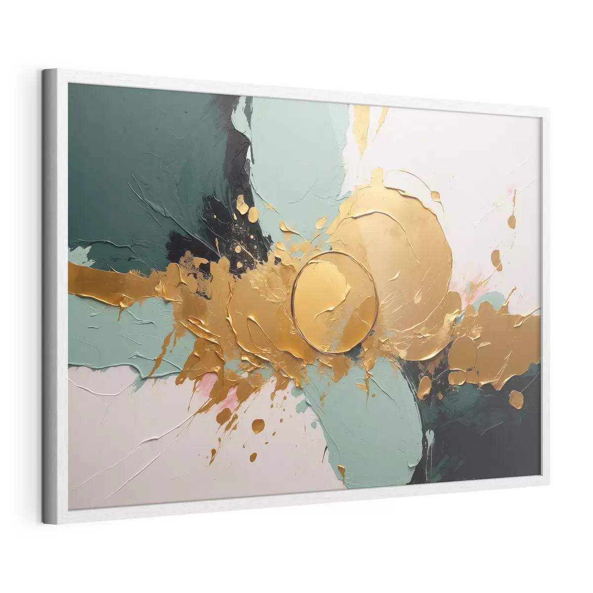 Poster Pittura ad olio astratta con colori bianco, nero f40855