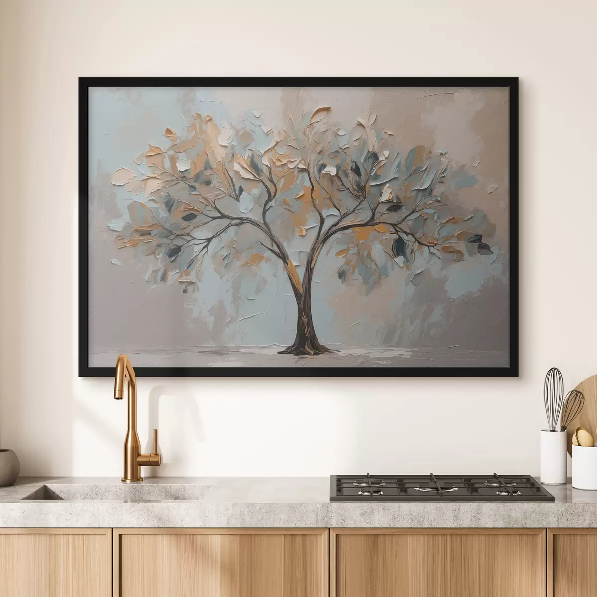 Poster Albero su sfondo astratto ad olio f40858