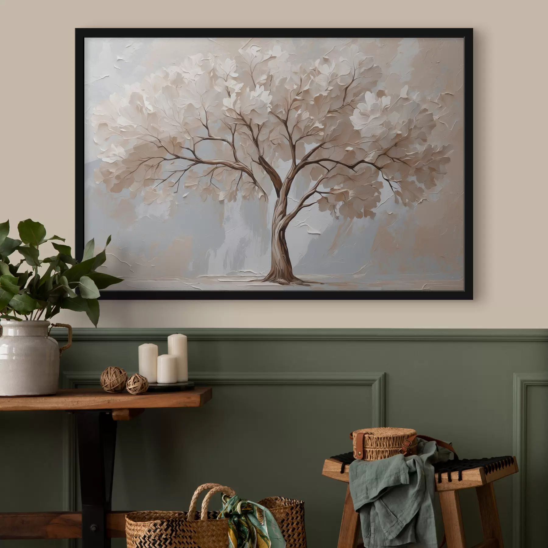 carta da parati Albero bianco su sfondo astratto ad olio nr. f40860