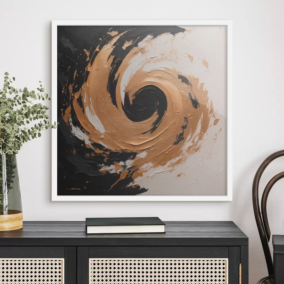 Poster Pittura ad olio astratta con vortice nero f40864