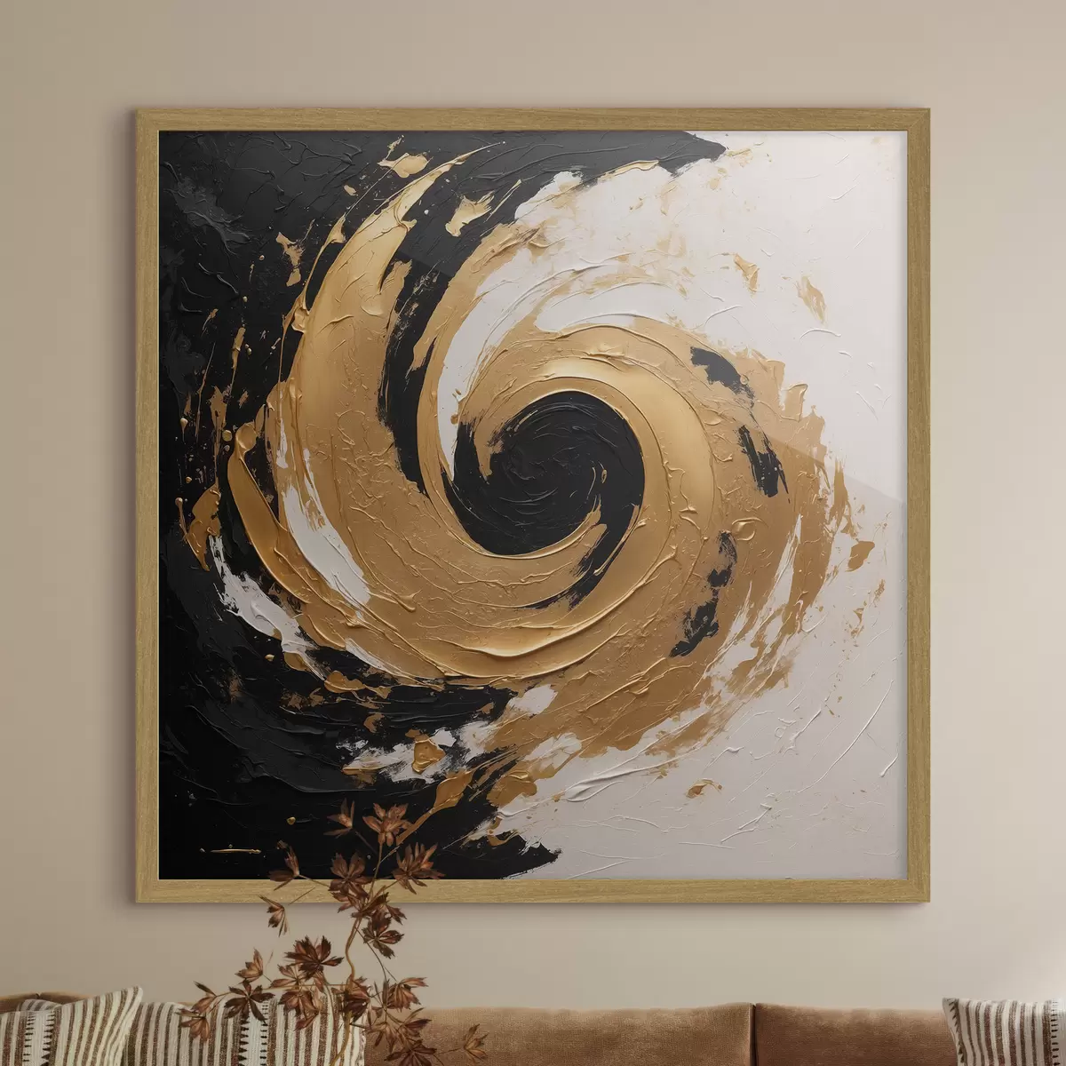 Poster Pittura ad olio astratta con vortice nero f40864