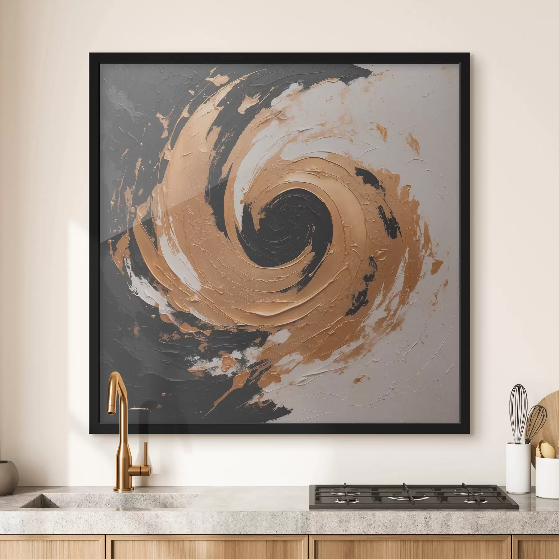 carta da parati Pittura ad olio astratta con vortice nero nr. f40864