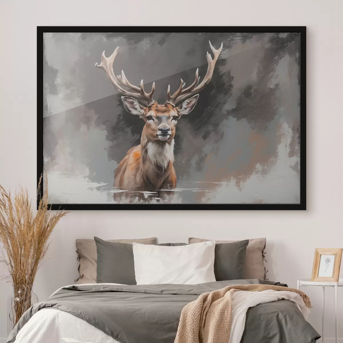 Poster Cervo su sfondo grigio-nero f40865