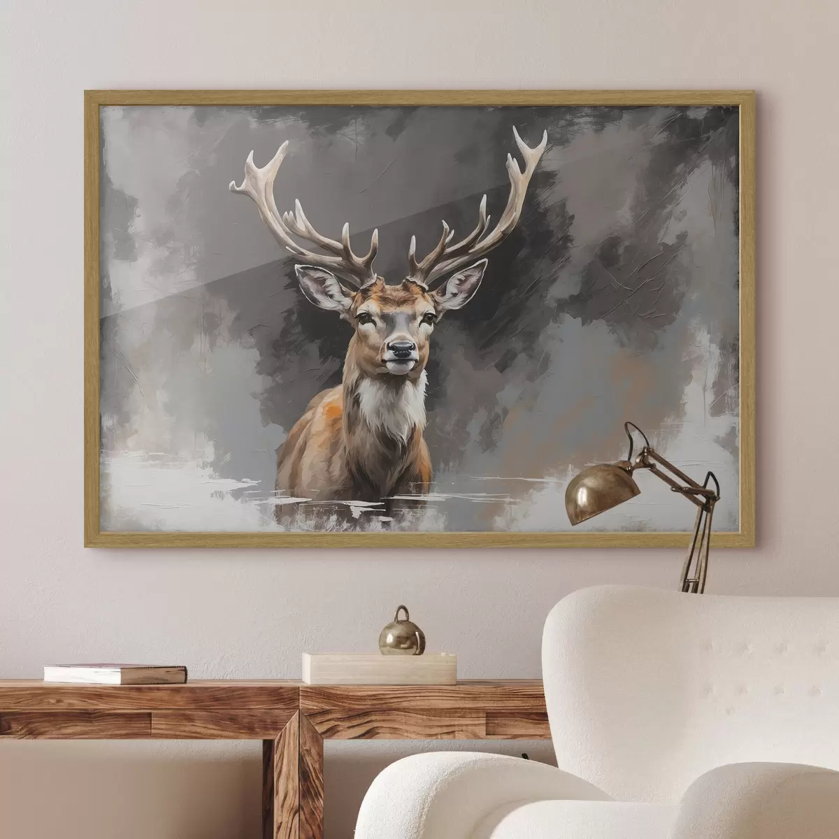 Poster Cervo su sfondo grigio-nero f40865