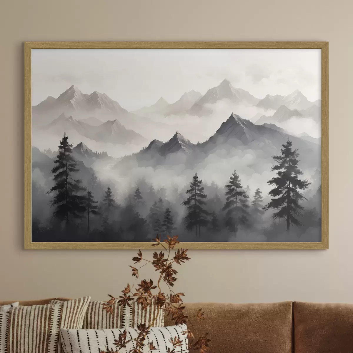Poster Pini nella nebbia dei monti f40866
