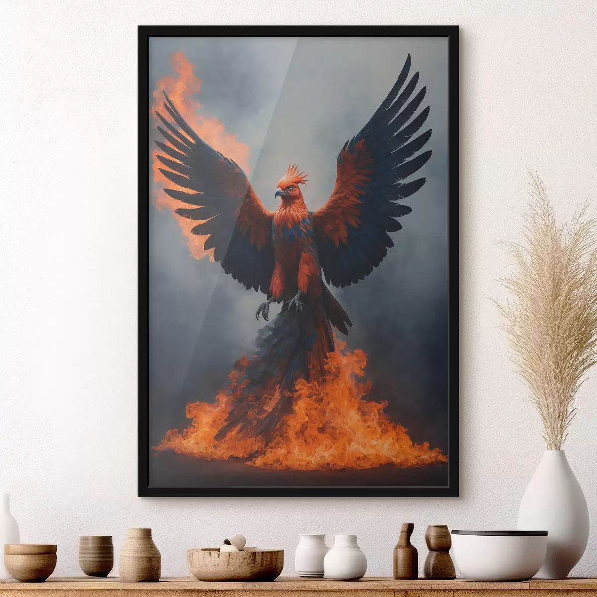 Poster Fenice su sfondo sfocato f40873