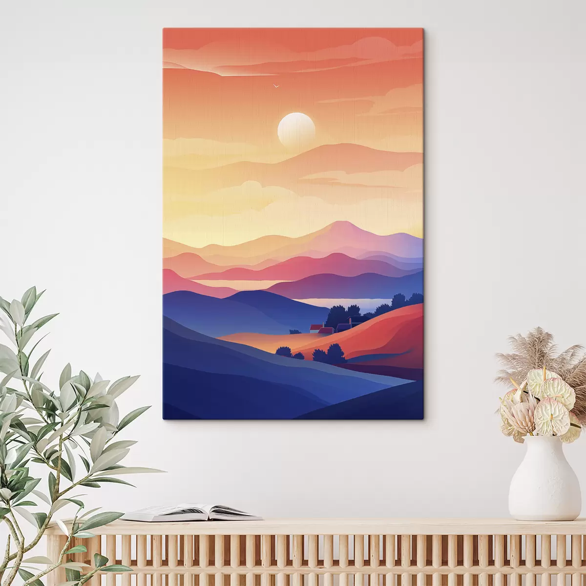 carta da parati Paesaggi astrazione, montagne, tramonto, case nr. s40948