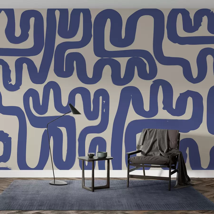 Carta da parati Moderno Linee di avvolgimento blu n. w01686