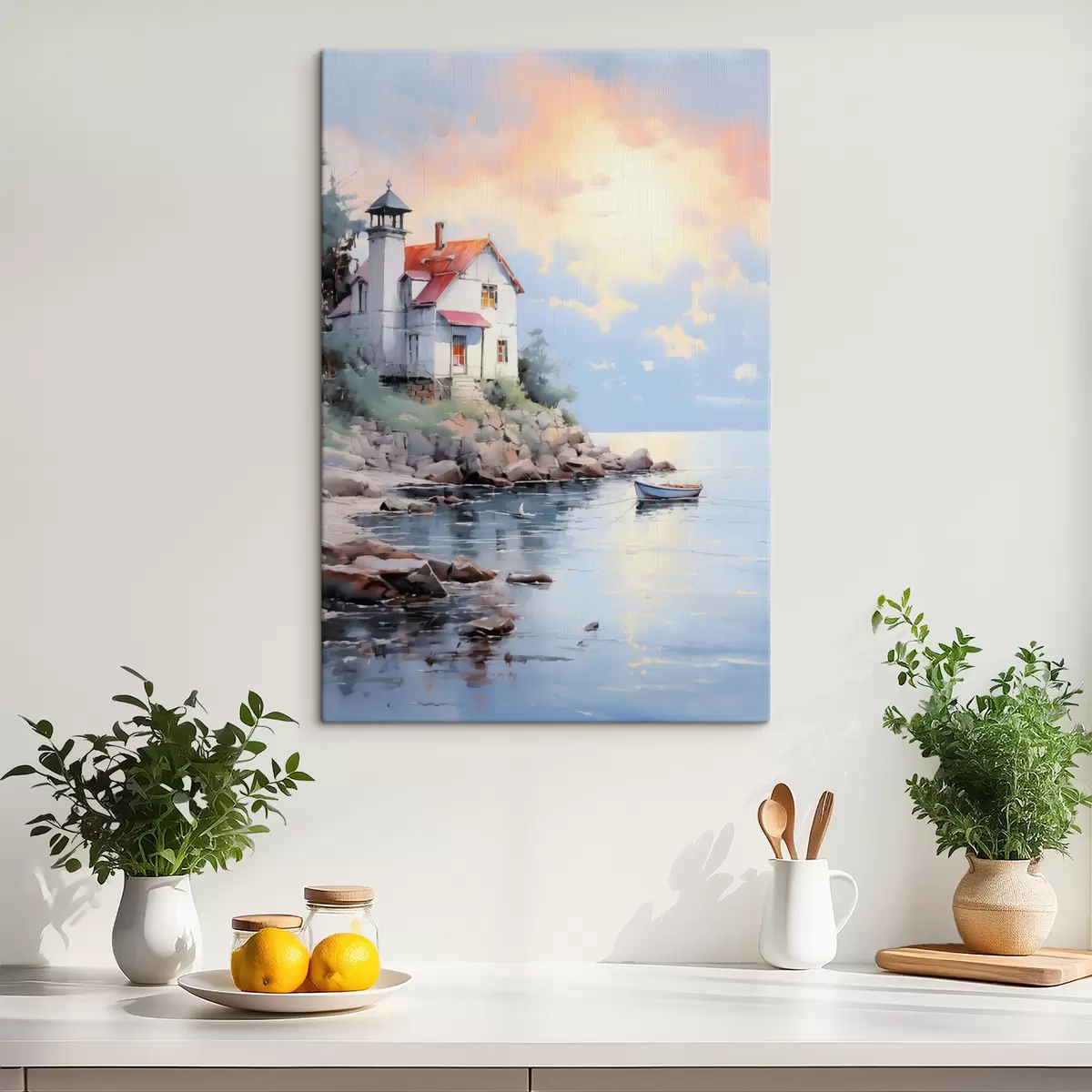 carta da parati Casa sulla spiaggia in riva al mare al tramonto nr. s41010