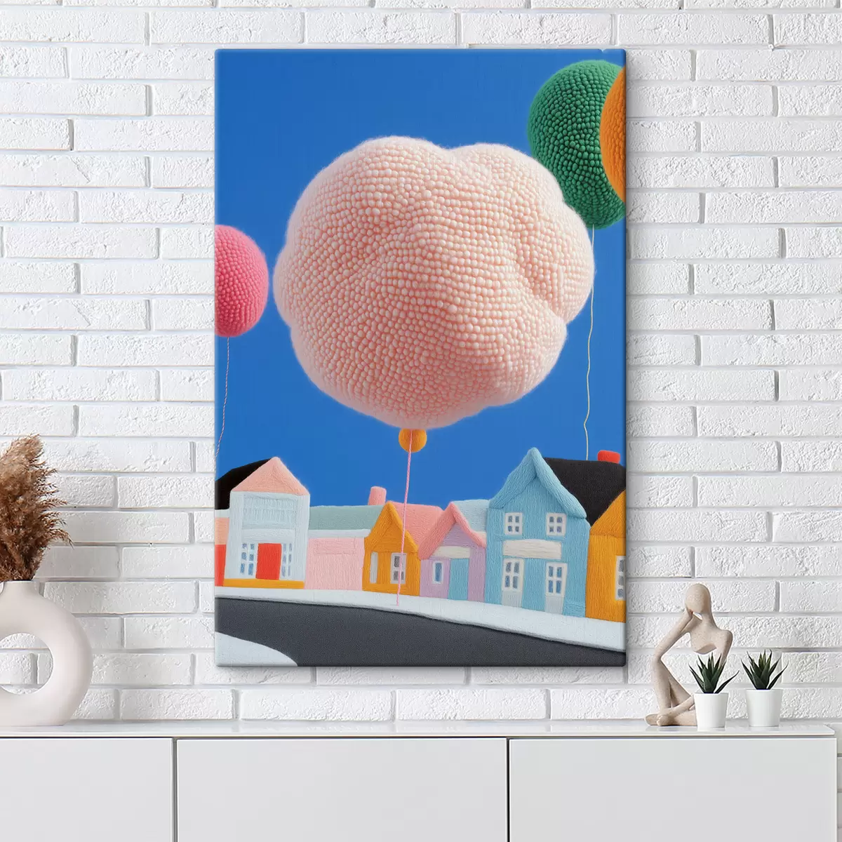 carta da parati Case di feltro e mongolfiere nr. s40969