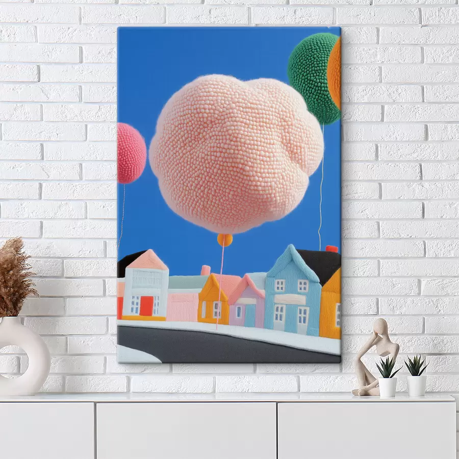 carta da parati Case di feltro e mongolfiere nr. s40969