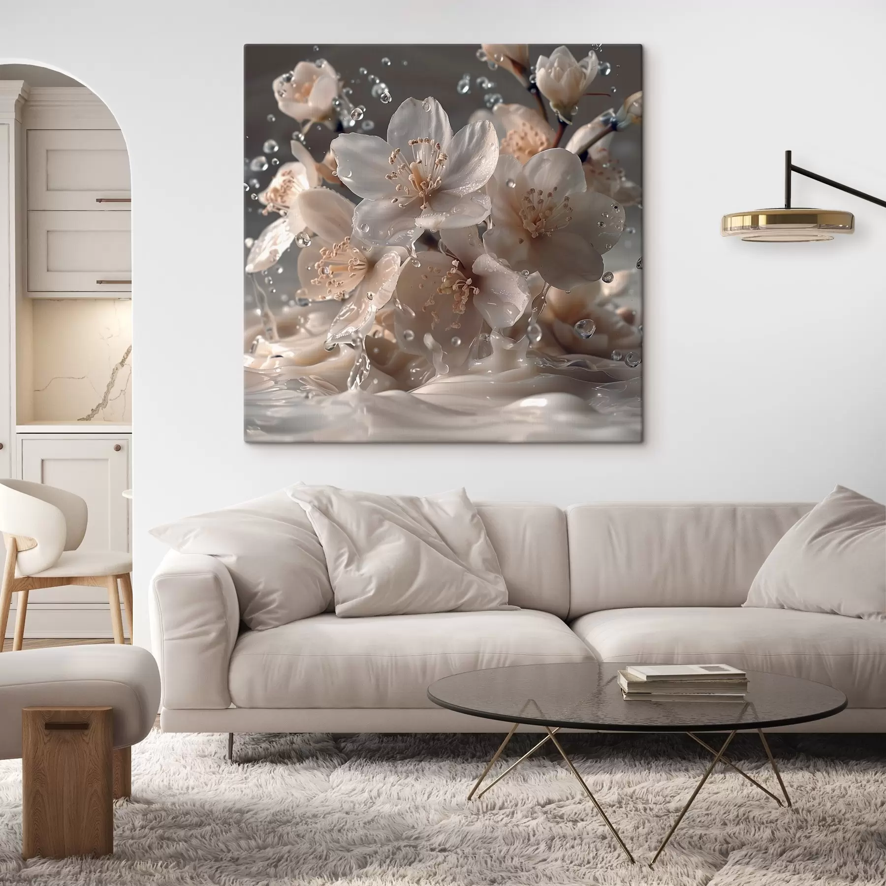 carta da parati Fiori di gelsomino in un vortice di goccioline nr. s41003