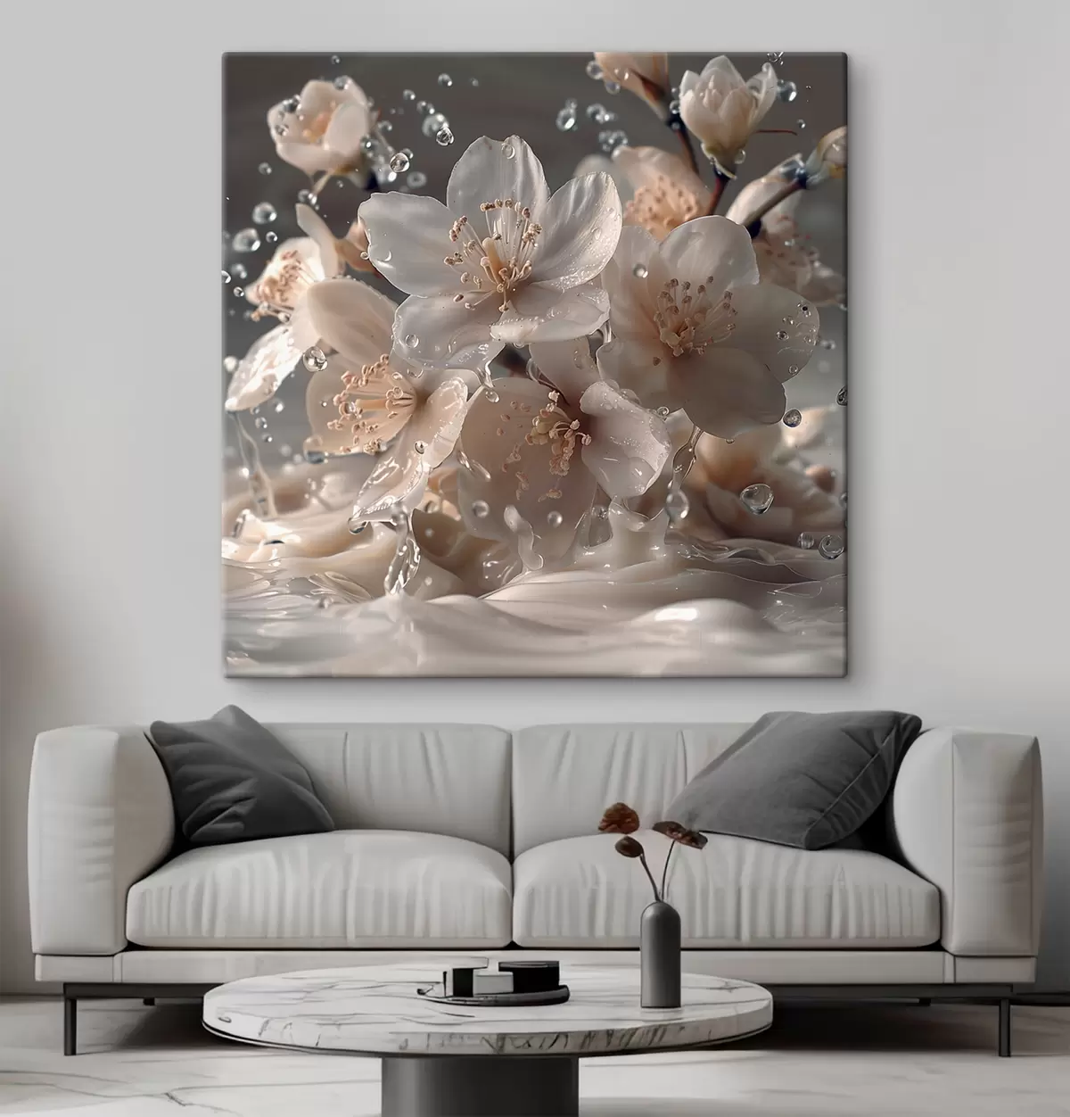 carta da parati Fiori di gelsomino in un vortice di goccioline nr. s41003