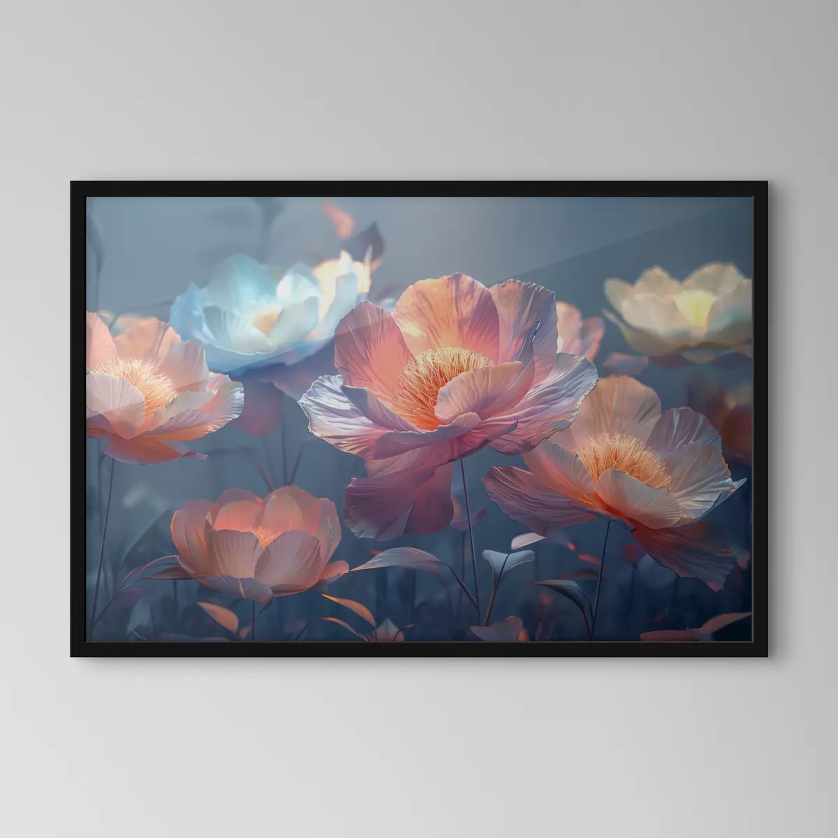 Poster Papaveri magici con una sfumatura blu f40958