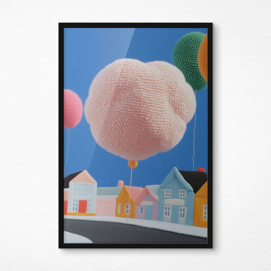 carta da parati Case di feltro e mongolfiere nr. f40969