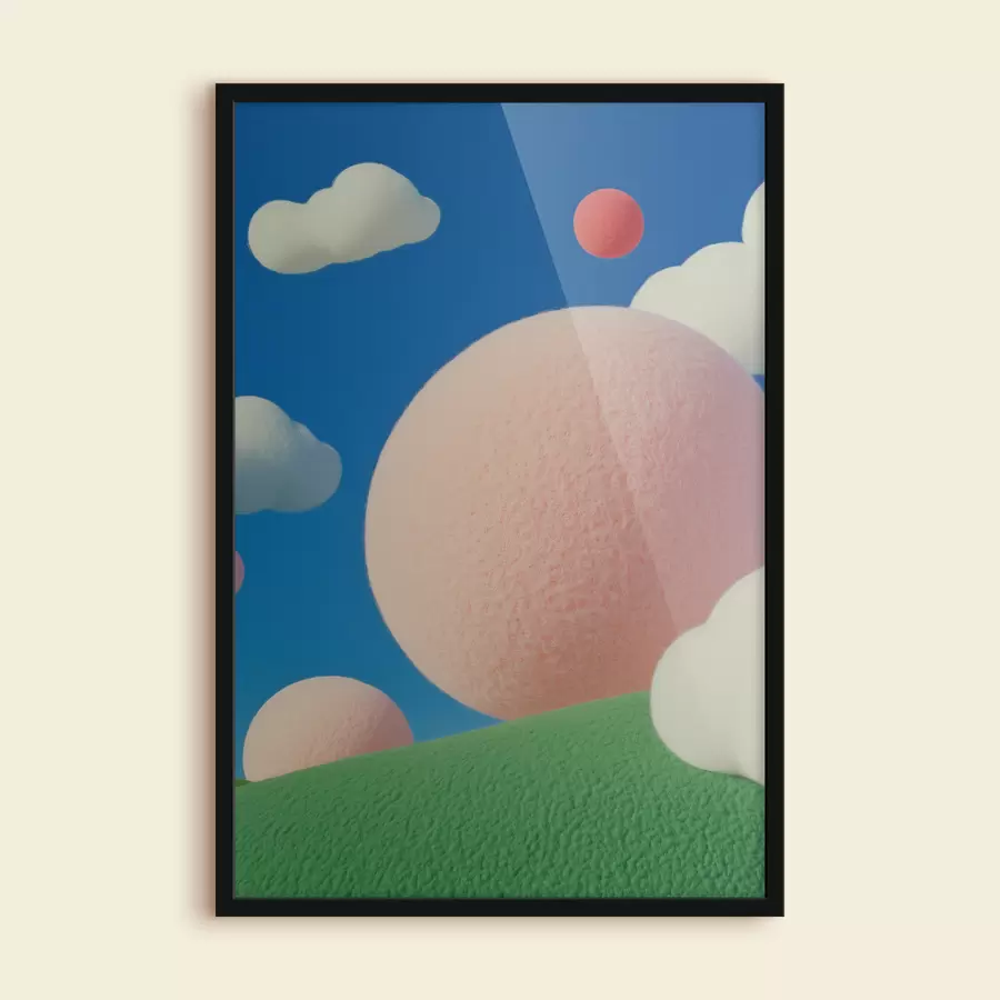 carta da parati Astrazione colorata in feltro con palloncini e nuvole nr. f40971