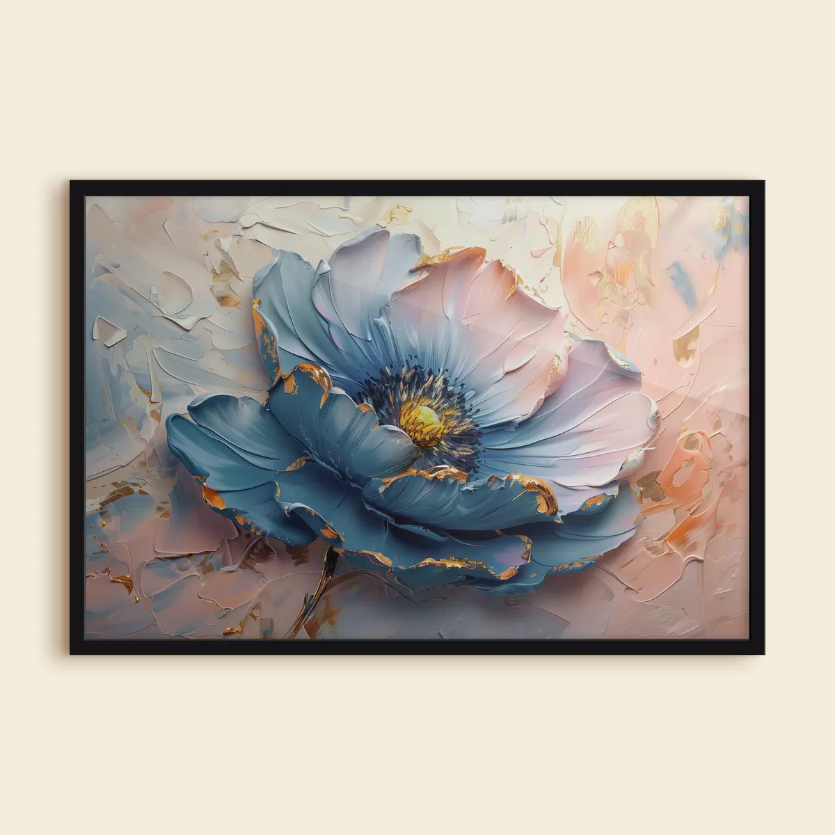 Poster Un grande fiore dai colori delicati, con audaci pennellate a olio f40991