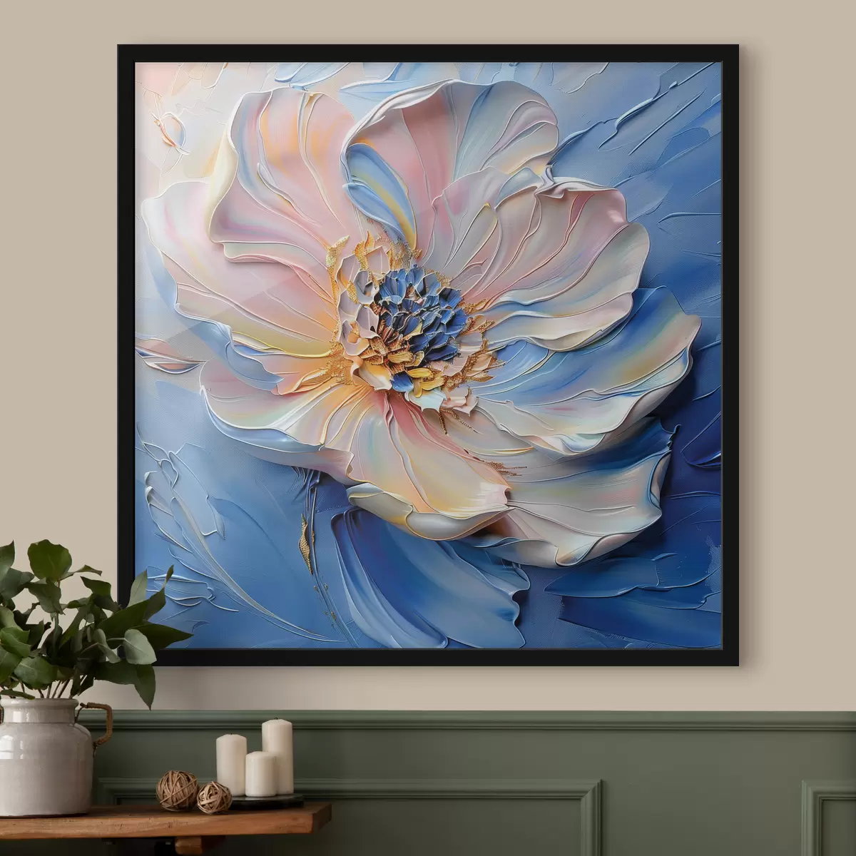 Poster Un enorme bocciolo di fiore con ampie pennellate di colore f40993