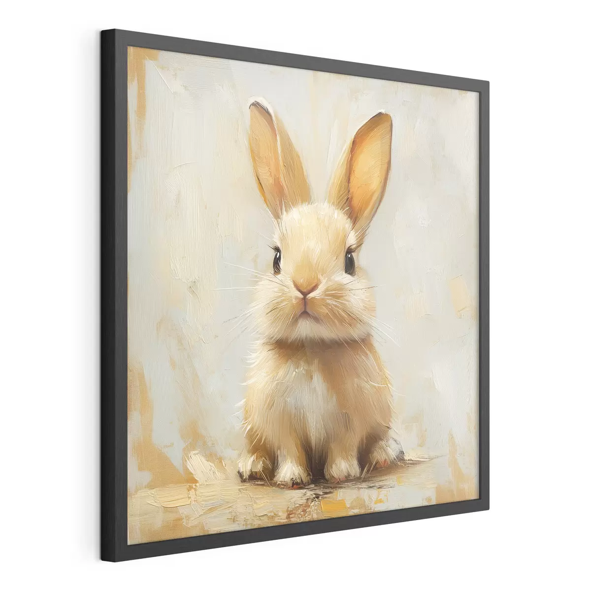 Poster Coniglietto beige su sfondo chiaro con pennellate decise f41000