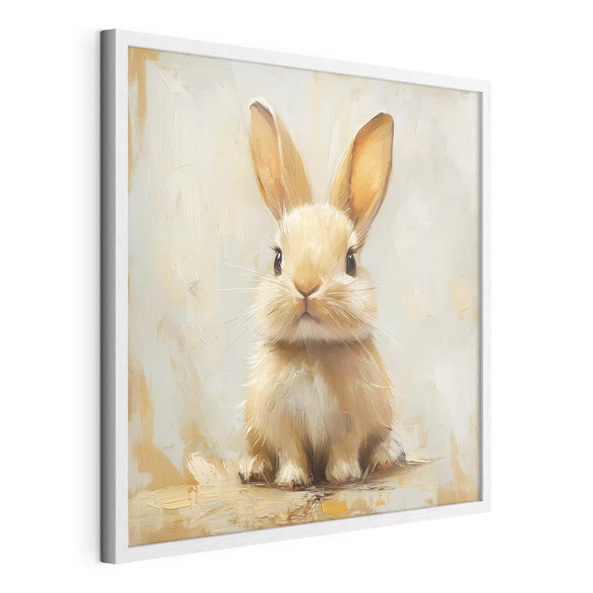Poster Coniglietto beige su sfondo chiaro con pennellate decise f41000