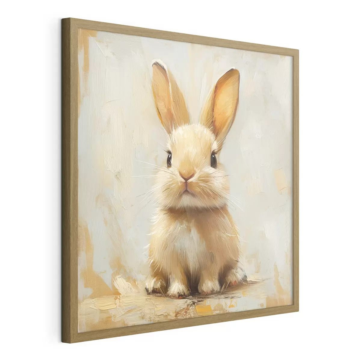 Poster Coniglietto beige su sfondo chiaro con pennellate decise f41000