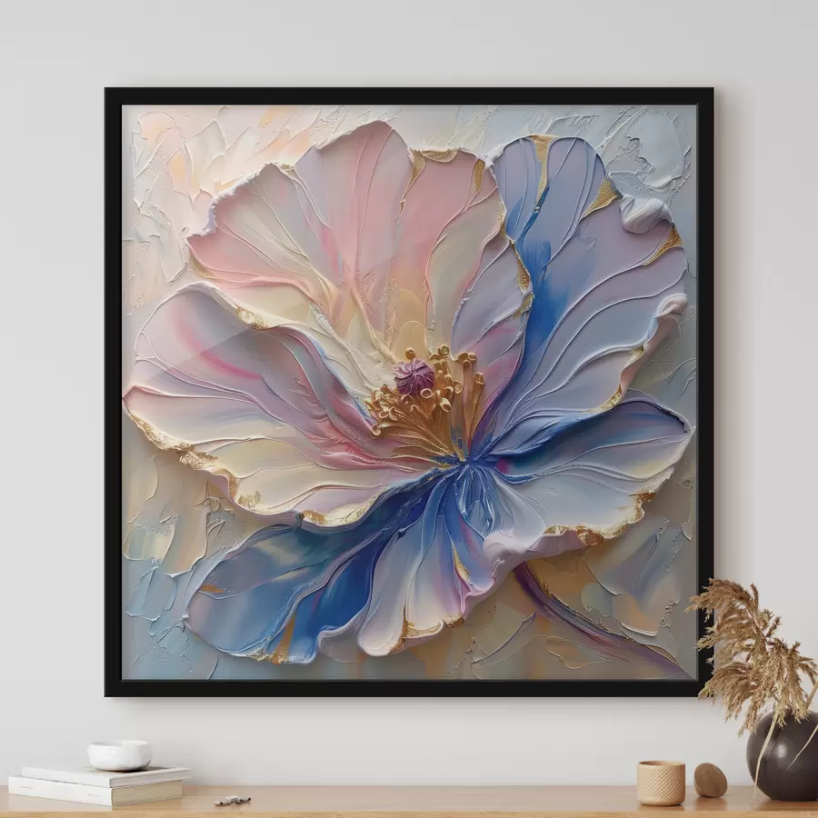 carta da parati Un grande fiore dai toni tenui del rosa e dell'azzurro nr. f41006