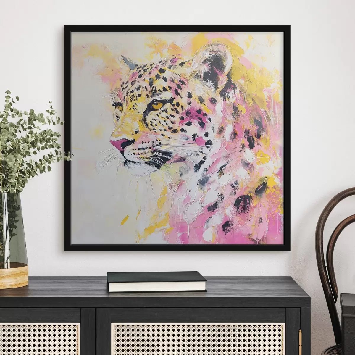 Poster Leopardo giallo-rosa f41156