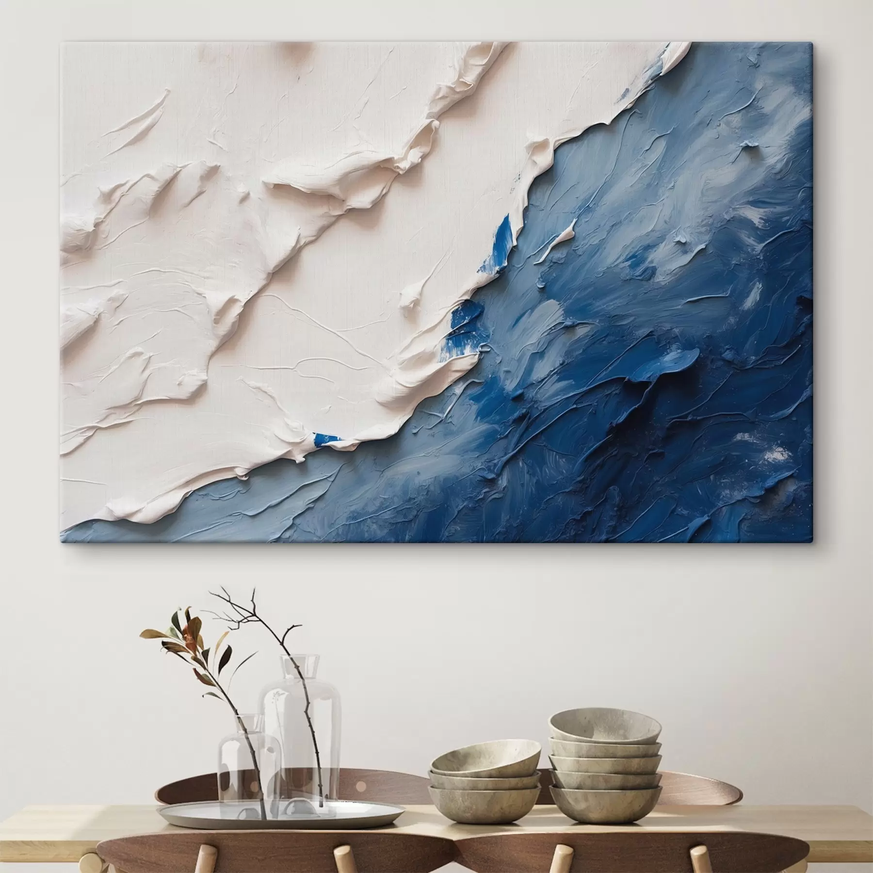 carta da parati Astrazione con colori ad olio bianchi e blu nr. s41025