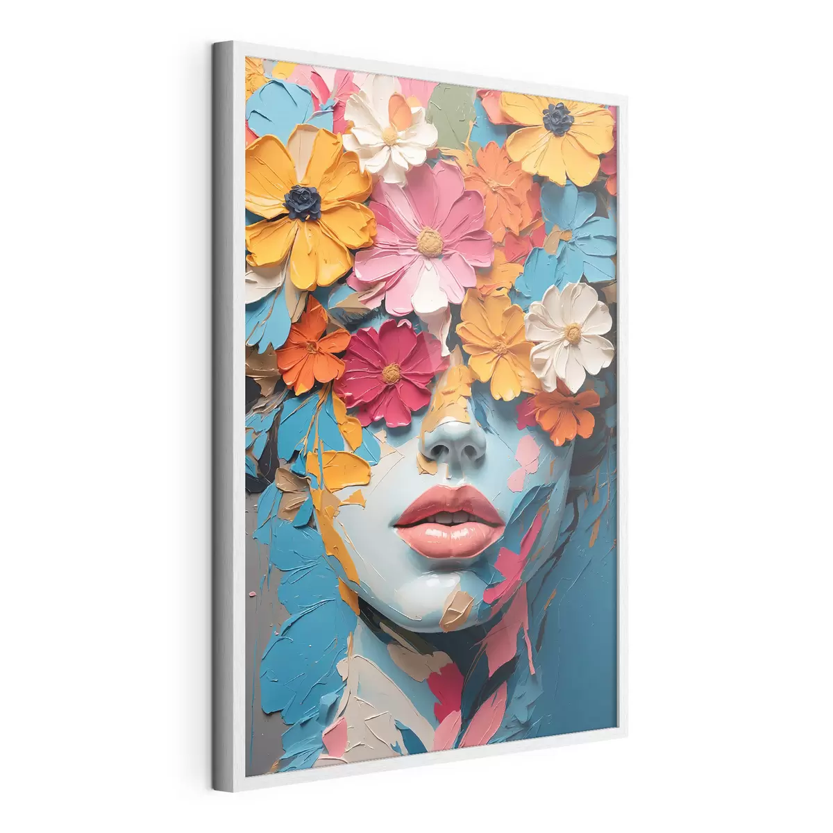 Poster Volto di ragazza in olio ricoperto di fiori f41023