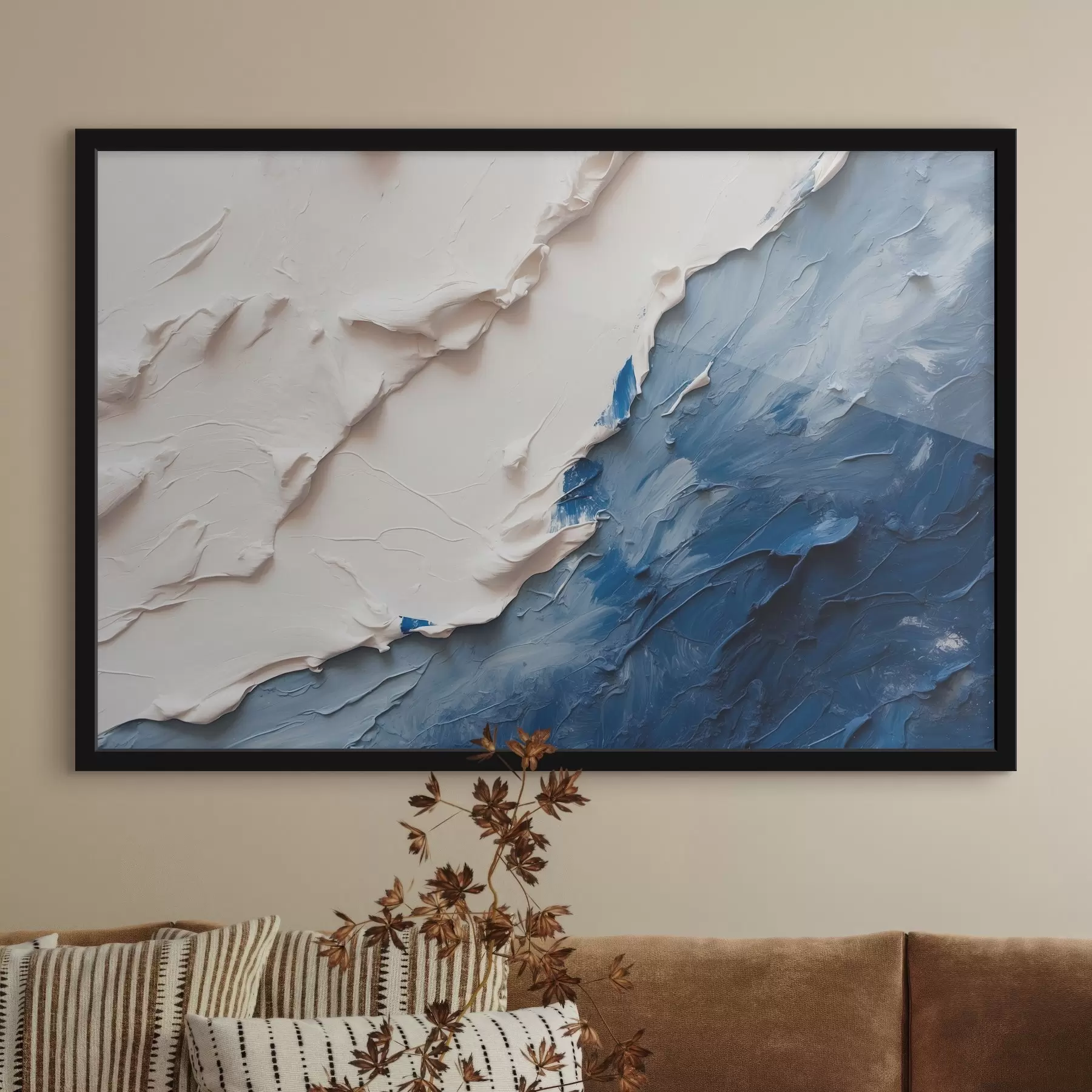 carta da parati Astrazione con colori ad olio bianchi e blu nr. f41025