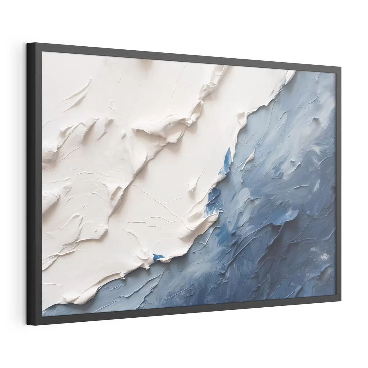 Poster Astrazione con colori ad olio bianchi e blu f41025