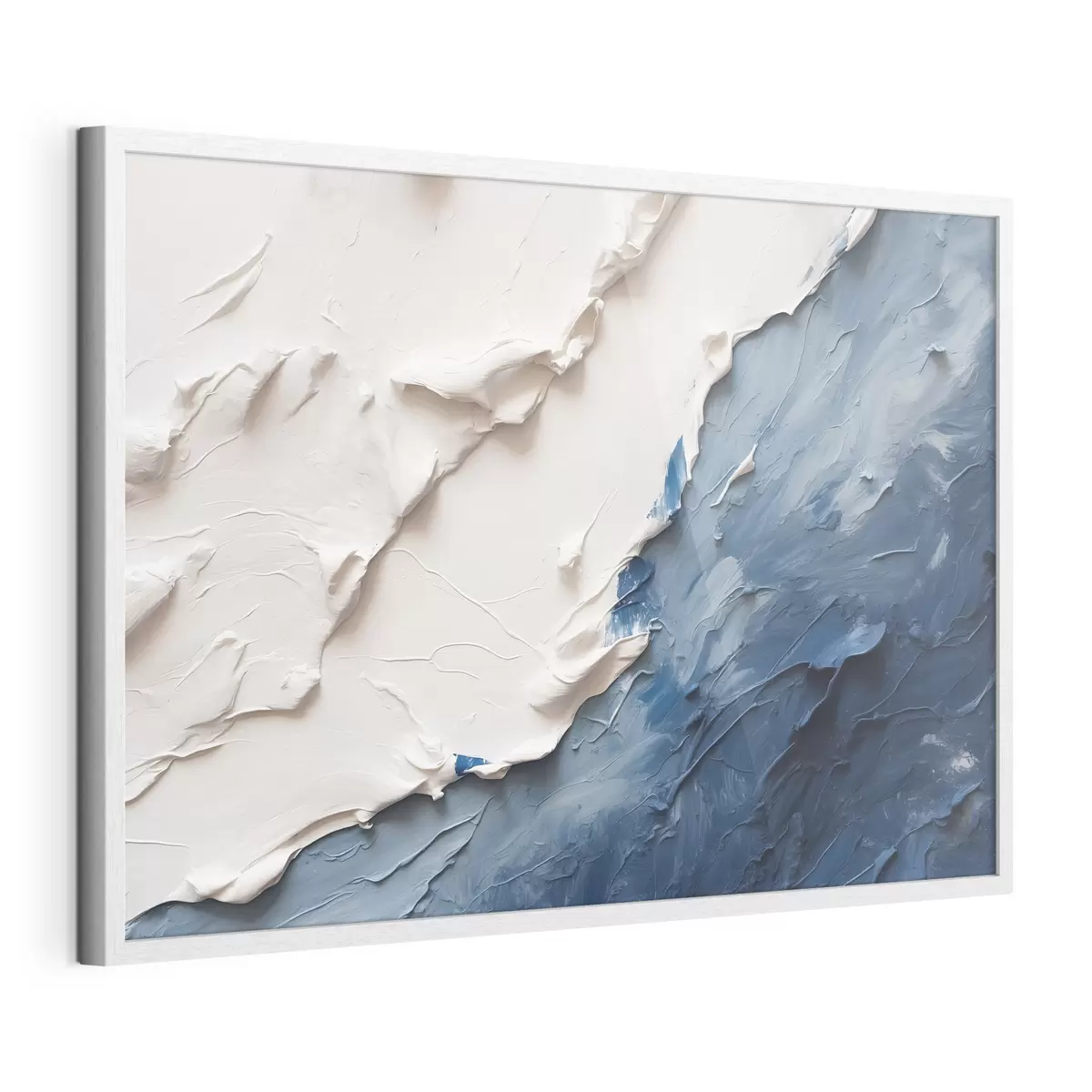 Poster Astrazione con colori ad olio bianchi e blu f41025