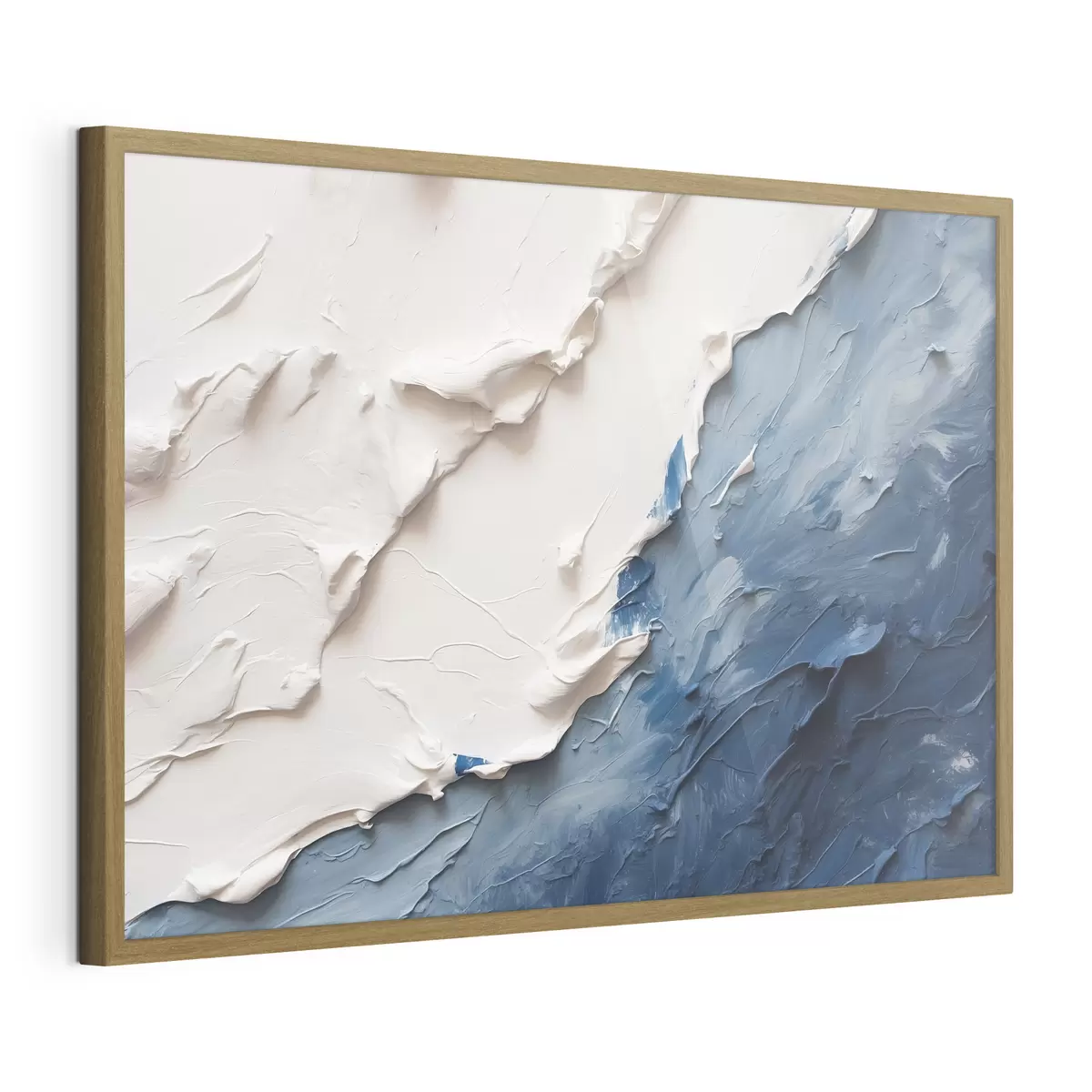 Poster Astrazione con colori ad olio bianchi e blu f41025