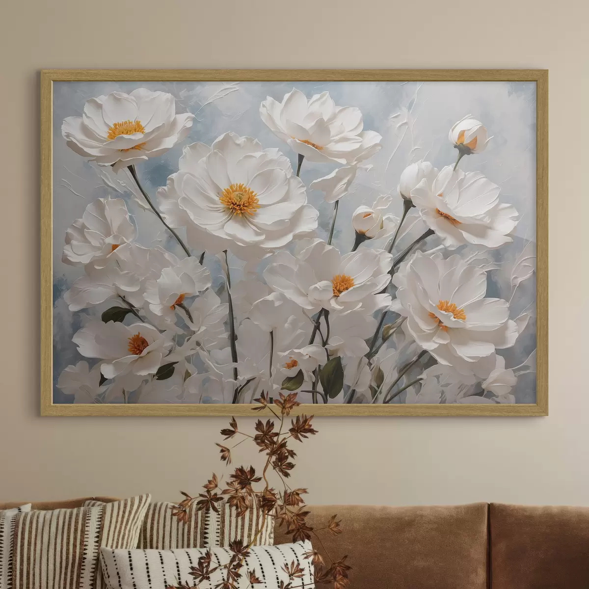 Poster Fiori bianchi, giorno azzurro f41041
