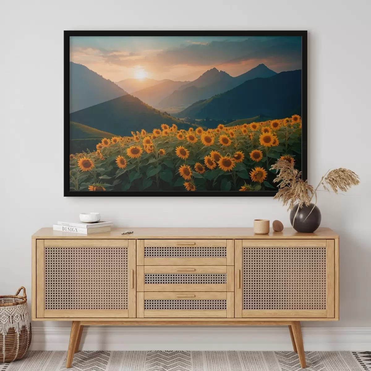 Poster Girasoli contro le montagne f41049