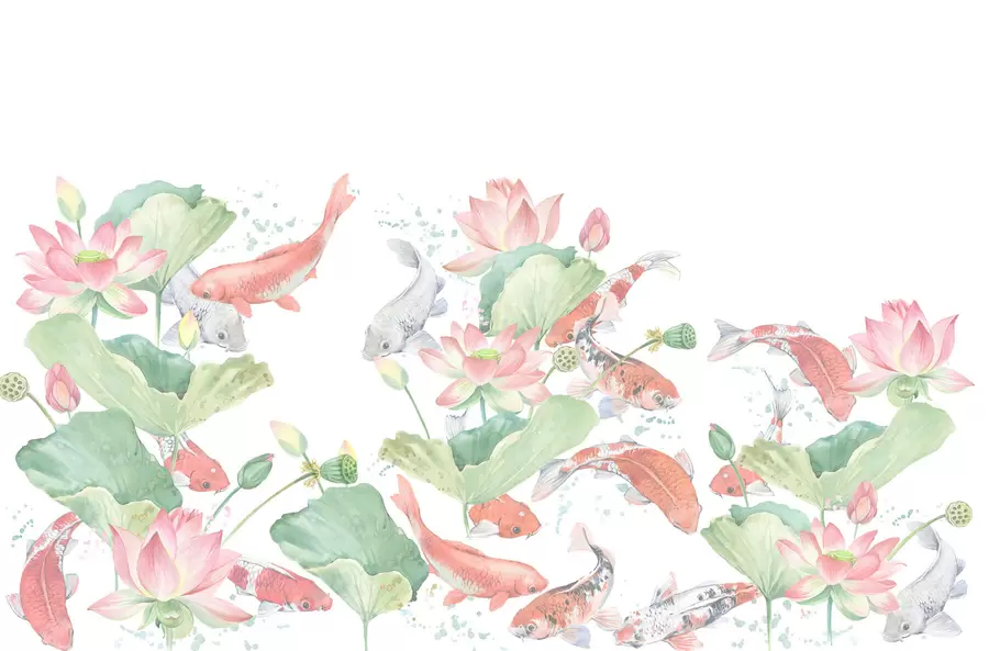 Carta da parati Floreale Pesce koi giapponese n. w01821v1