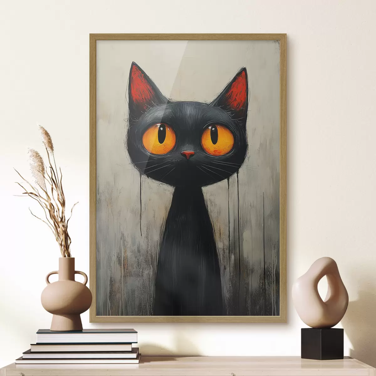 Poster Gatto nero acquerellato con occhi gialli f41120