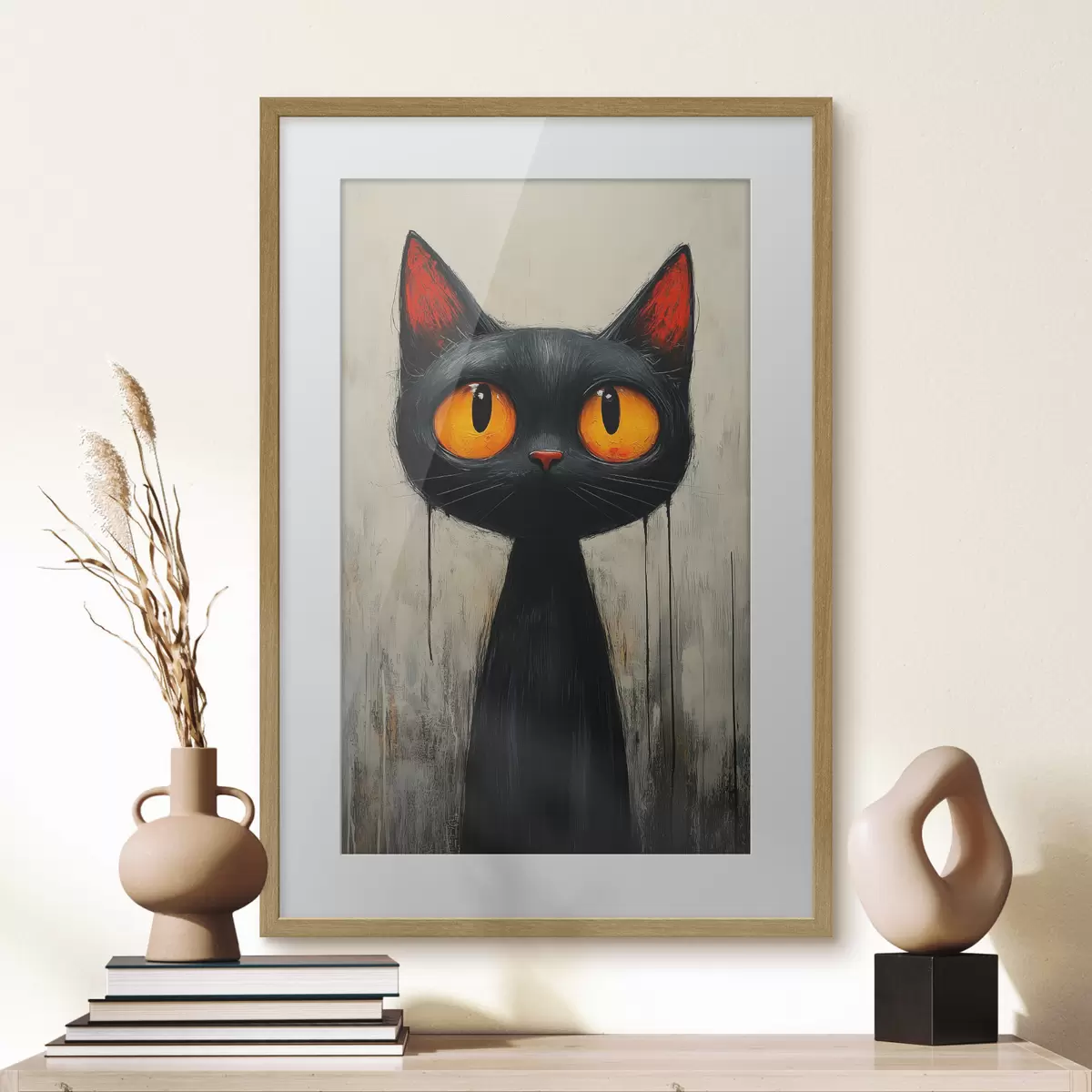 Poster Gatto nero acquerellato con occhi gialli f41120