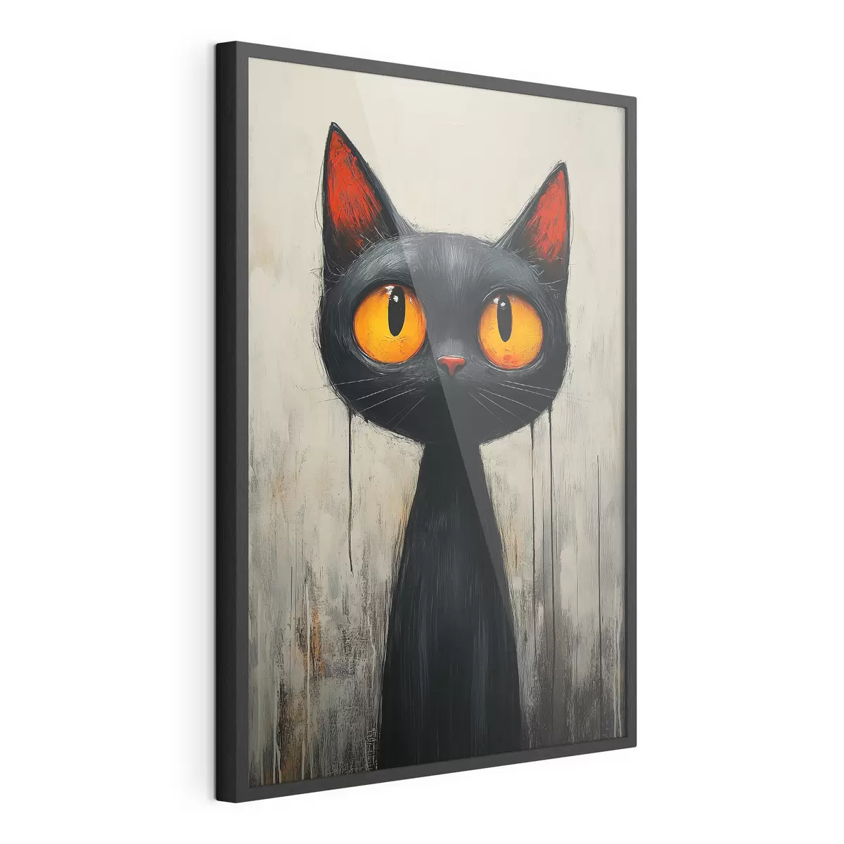Poster Gatto nero acquerellato con occhi gialli f41120