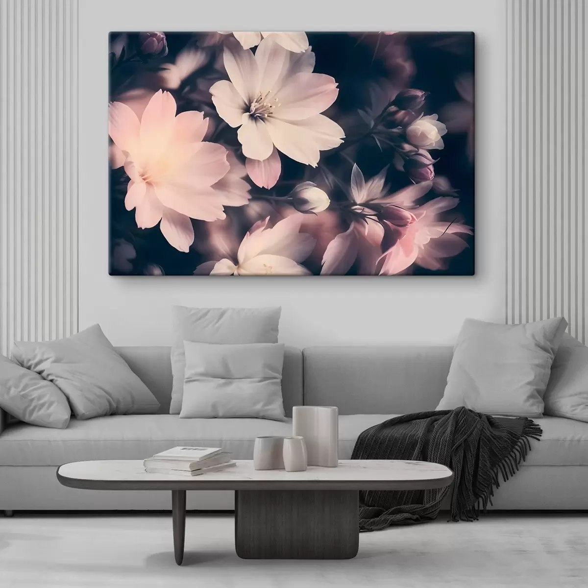 carta da parati Morbidi fiori rosa e bianchi vintage con sfondo sfocato nr. s41084