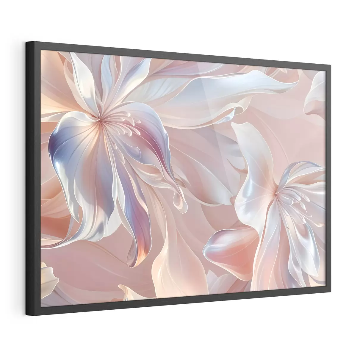 Poster Delicati petali di fiori dai colori pastello con forme e texture fluide, che creano una composizione floreale astratta f41098
