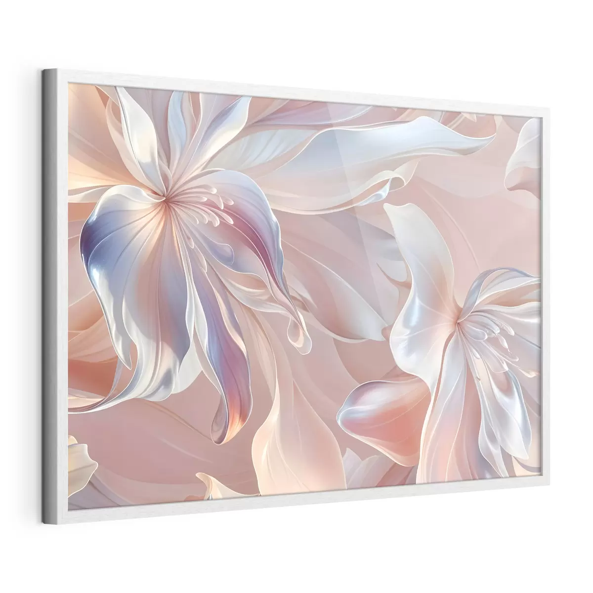 Poster Delicati petali di fiori dai colori pastello con forme e texture fluide, che creano una composizione floreale astratta f41098
