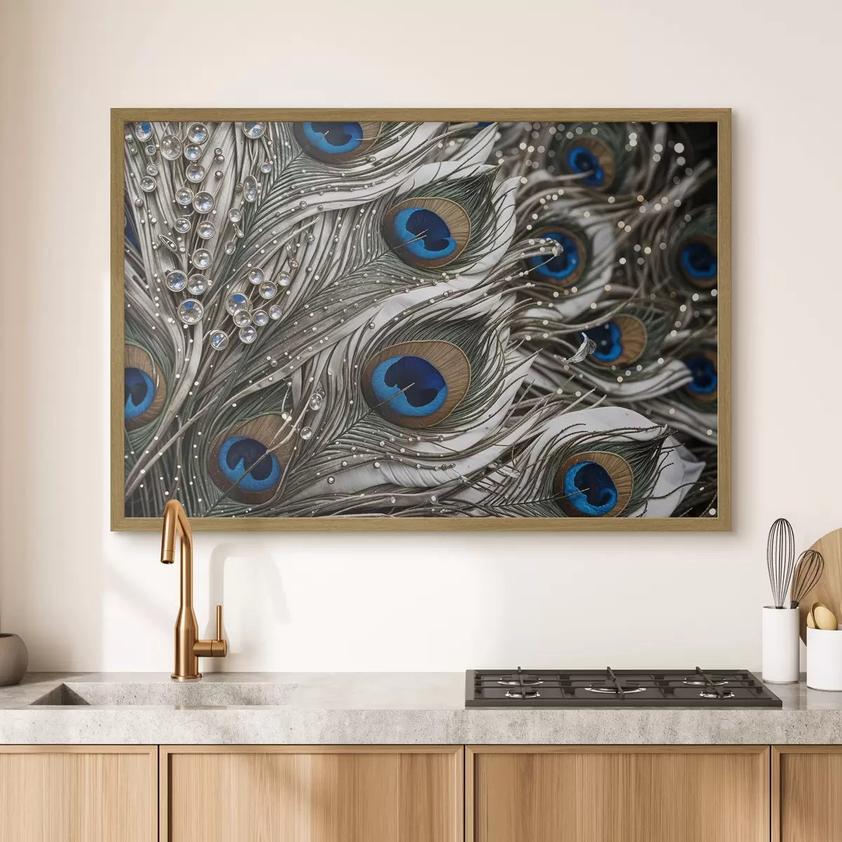 Poster Vibranti piume di pavone con motivi intricati e suggestivi disegni blu f41103