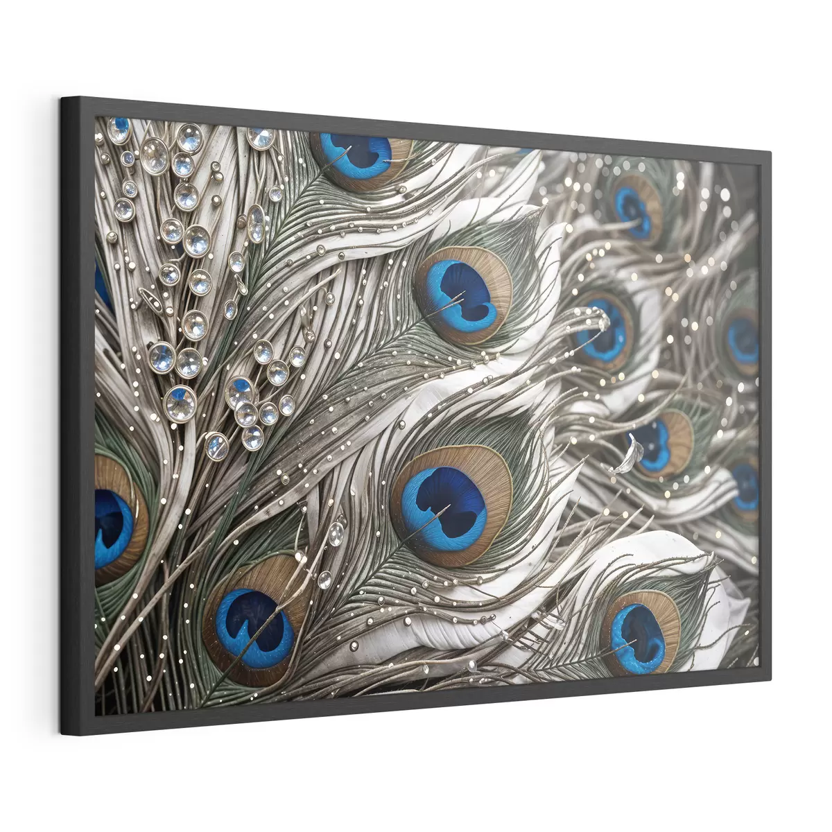 Poster Vibranti piume di pavone con motivi intricati e suggestivi disegni blu f41103