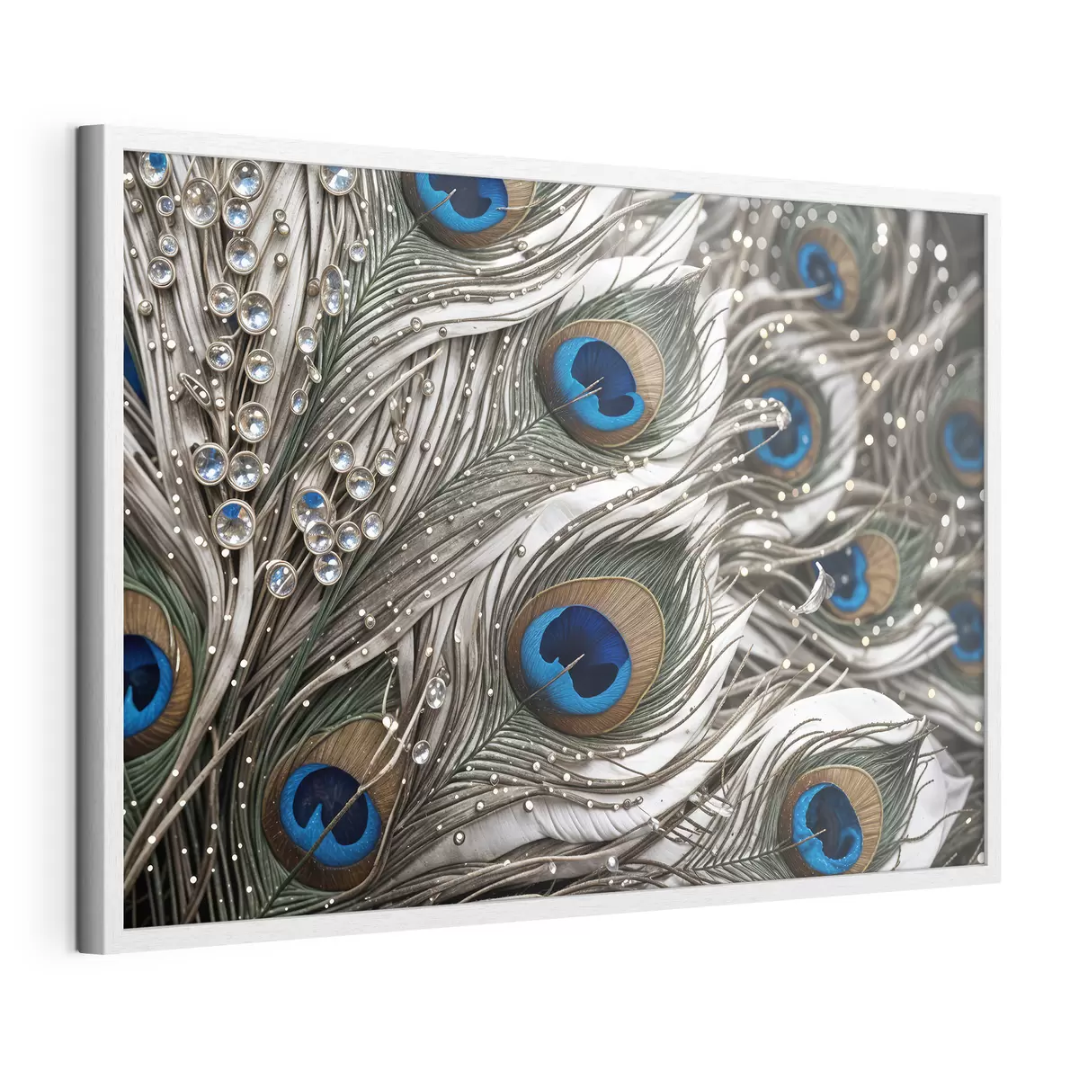 Poster Vibranti piume di pavone con motivi intricati e suggestivi disegni blu f41103
