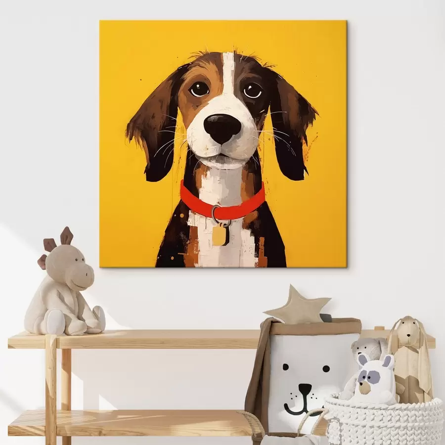 carta da parati Ritratto di cane su sfondo giallo nr. s41232